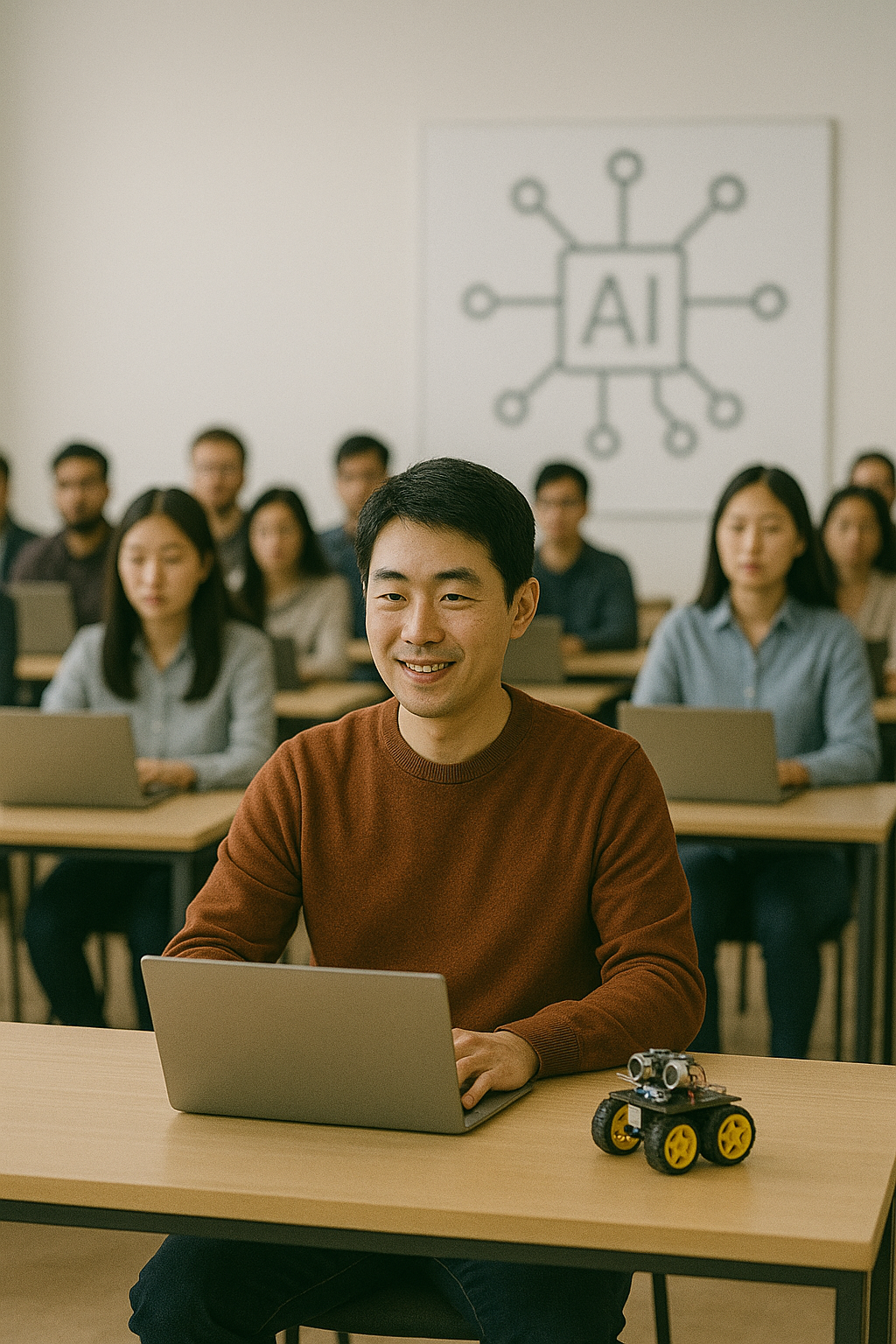Students learning AI